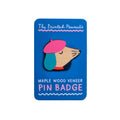 Dog Printed Wooden Pin Badge